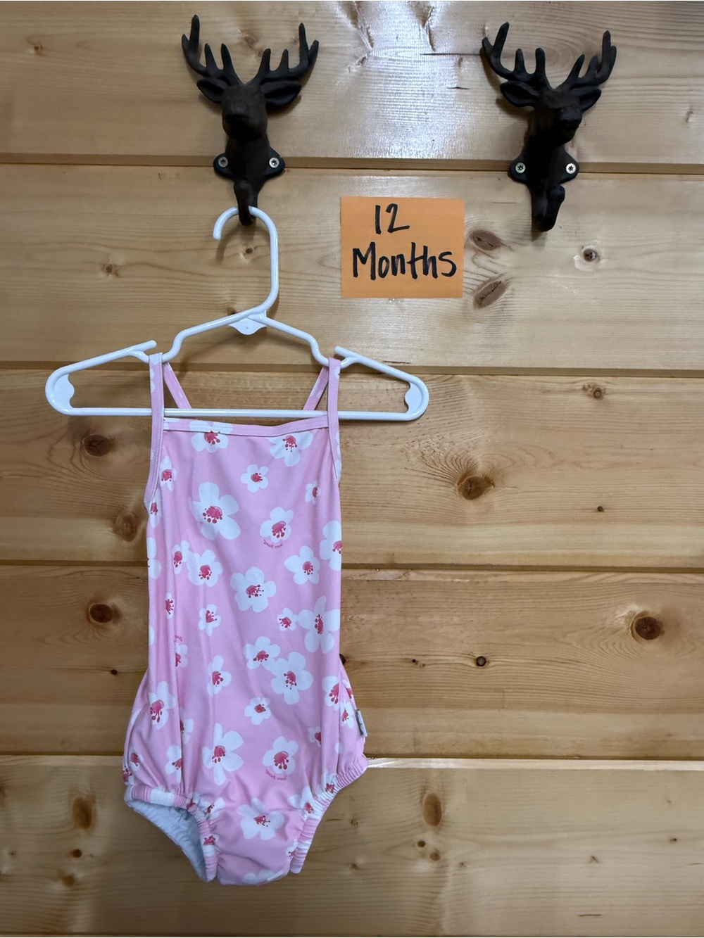 Pink Floral Baby One-Piece Swimsuit - 12 Months